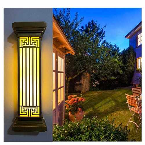 新款直销电镀仿云石壁灯复古防水不锈钢新中式树脂酒店别墅户外外