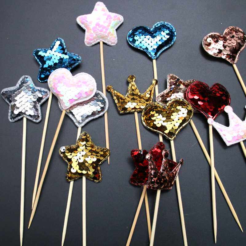 新款直销蛋糕装饰插件 爱心亮片蛋糕插牌 生日蛋糕小插件 烘焙用