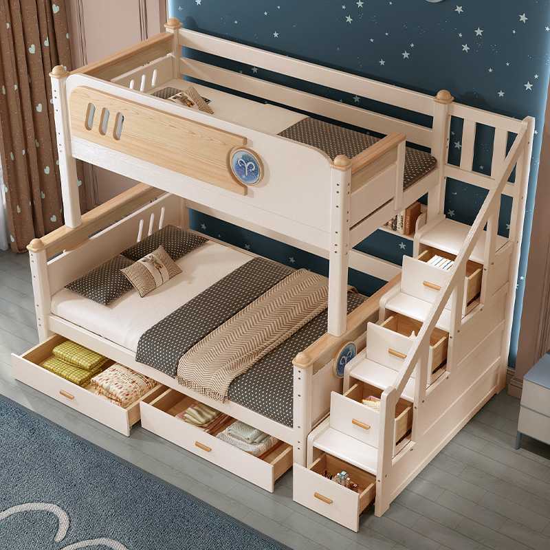 新款直销家用儿童实木子母床双层床上下铺高低床小户型可分体款两