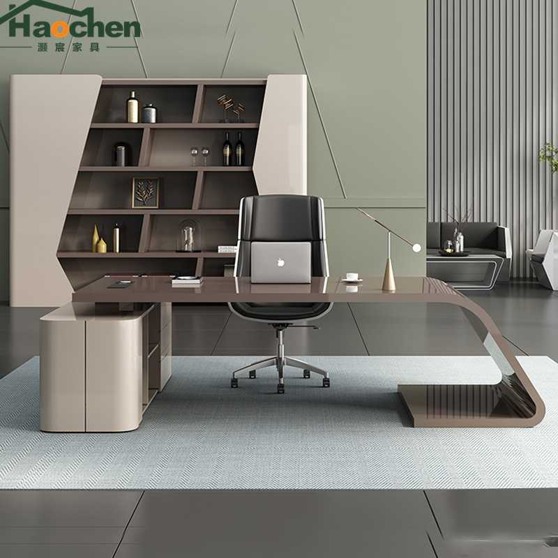 新款直销老板桌办公桌简约现代大班台烤漆总裁桌时尚经理桌主管桌