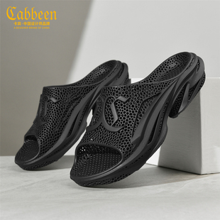 卡宾3d打印休闲拖鞋 高端夏季 Cabbeen 男士 新款 外穿透气洞洞4D凉鞋