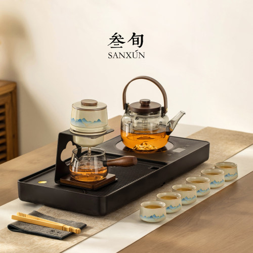 叁旬温感汝窑行云陶瓷自动茶具