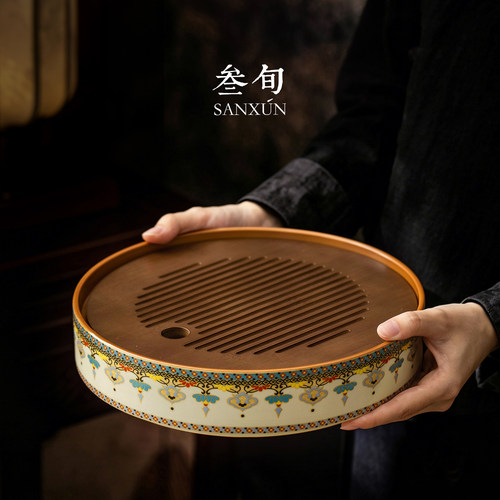 叁旬汝窑敦煌宝相花茶盘