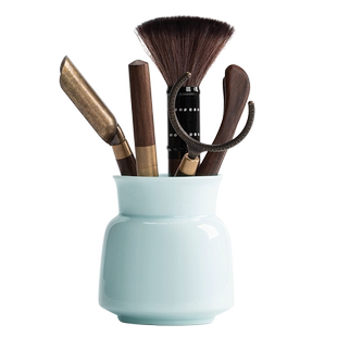 叁旬影青茶道六君子套装黑檀木功夫茶具配件家用简约茶夹茶勺刷子