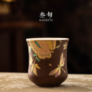 叁旬锦绣灼华茶杯陶瓷主人杯高端个人专用功夫小茶杯喝茶品茗杯子