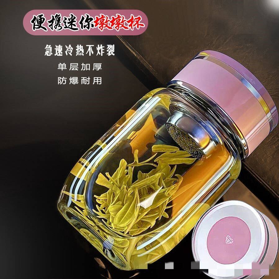 玻璃水杯女款高颜值便携胖胖耐高温玻璃防爆户外2024新款女士杯子图片