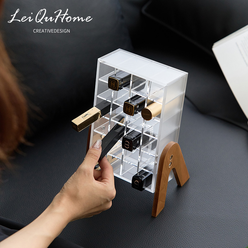 LQ桌面口红收纳盒透明亚克力多格放口红唇膏架子精致多格置物架