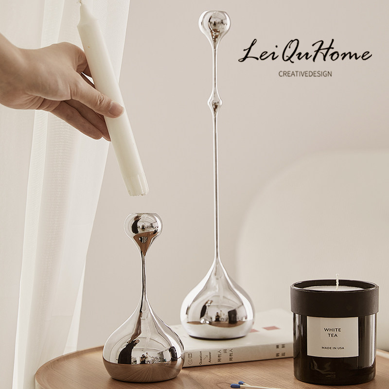 LeiQuHome 北欧浪漫轻奢金属烛台烛台晚餐家居装饰品摆件婚礼礼物