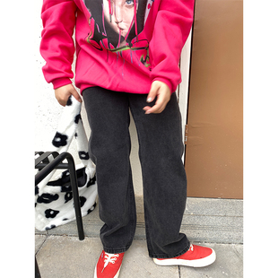 小胖噔牛仔裤 女夏季 微胖大码 小个子高腰复古宽松遮肉阔腿直筒长裤