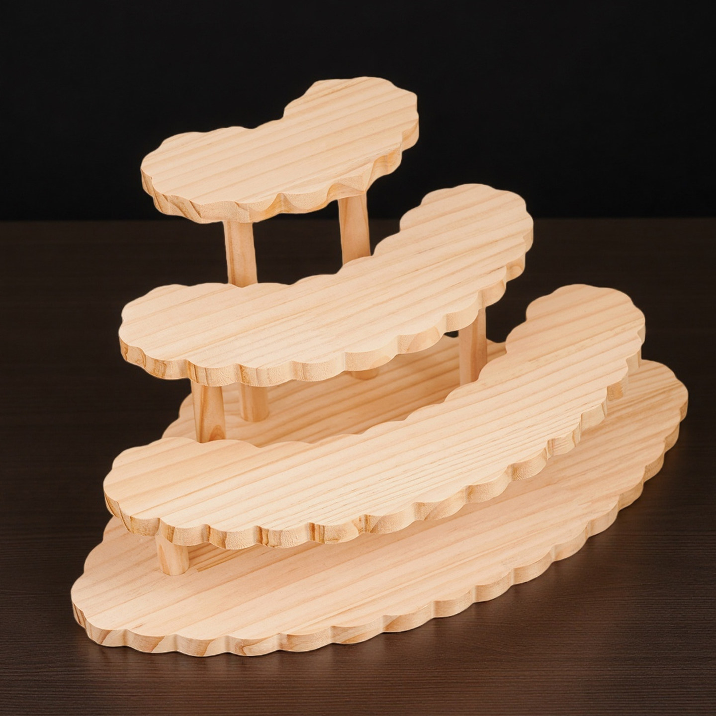 实木阶梯式香水置物架展示架多层转角扇形化妆品多肉手办收纳轻奢