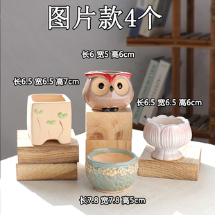 简约植物多肉花盆拇指盆清新透气粗陶肉肉陶瓷盆特价清仓包邮小号