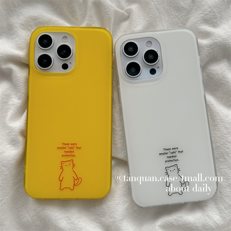 适用苹果手机壳ins简约涂鸦猫咪