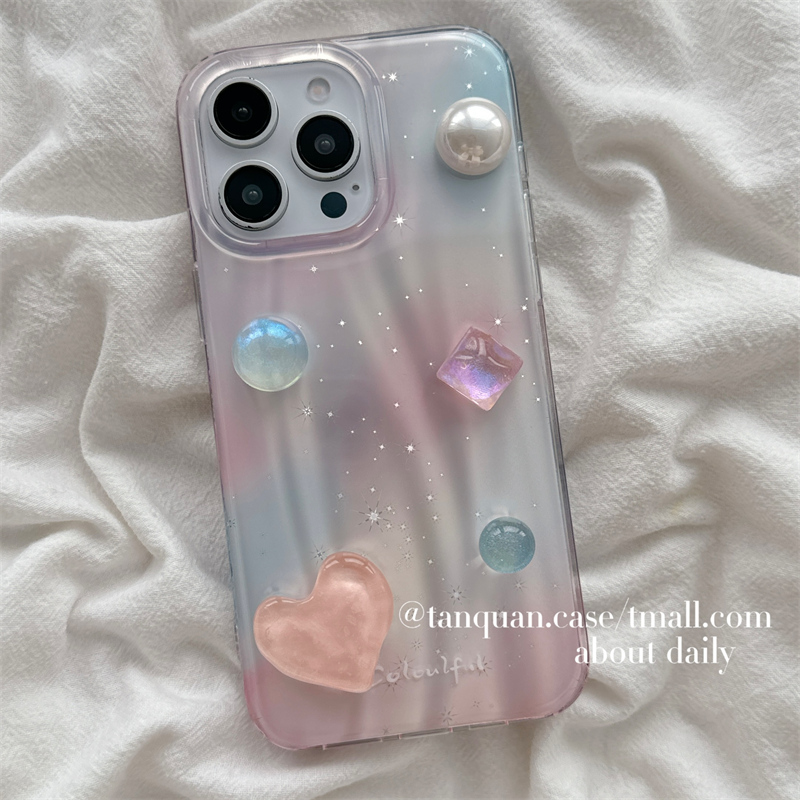 ins风韩系渐变晕染立体水晶宝石适用iphone16苹果16pro手机壳14promax新款13女款15创意13pro电镀14全包硬壳
