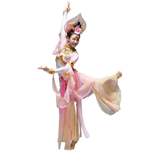 苏缕新款丝路花雨敦煌飞天性感粉色古典演出服嫦娥奔月飘逸表演服