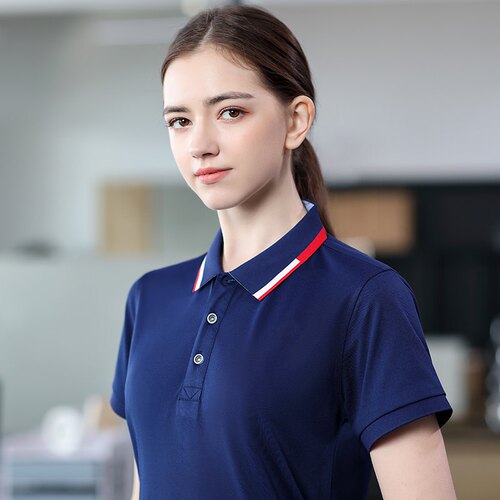 翻领T恤工作服定制男女印字logo