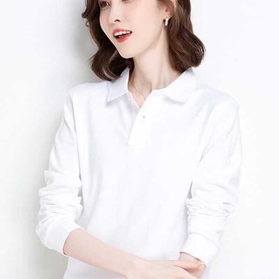 polo衫长袖纯棉定制印logo工作服