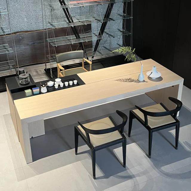 新中式实木茶桌椅组合黑胡桃木茶室办公室家用客厅泡茶台阳台茶桌