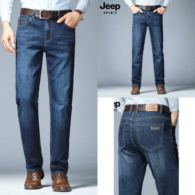 JEEP吉普官方中老年官网男装男士牛仔裤子直筒大码长裤休闲款正品