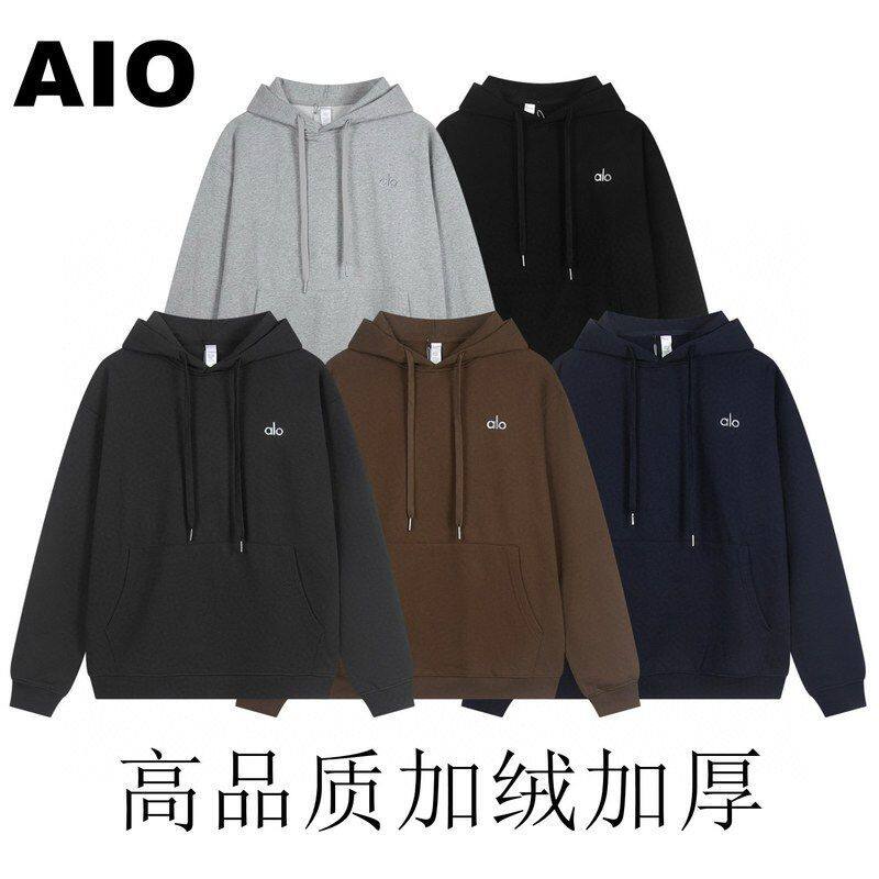 ALO男装2026男式高级感加厚加绒连帽卫衣款冬季轻奢美式运动休闲