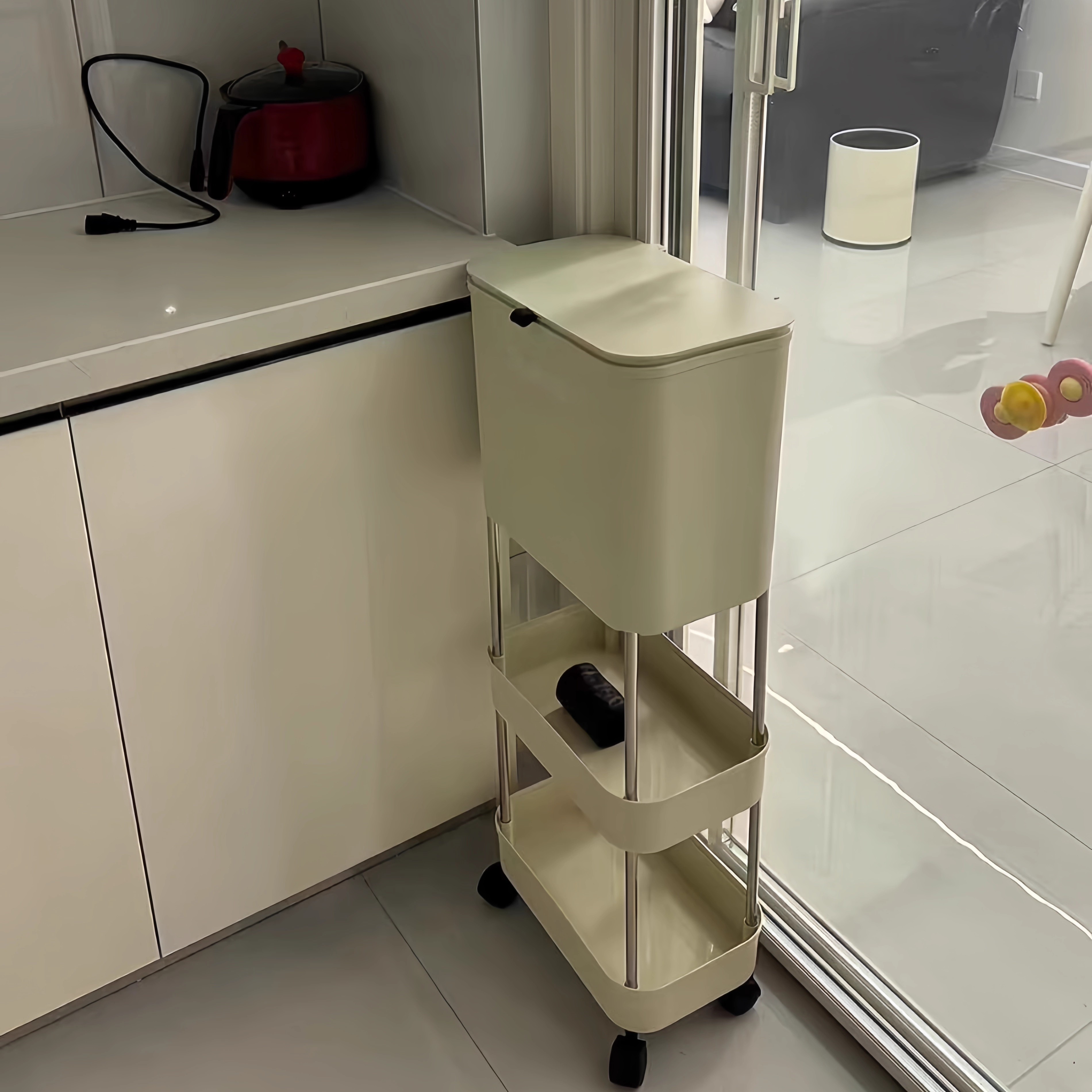 厨房垃圾桶家用新款加高可移动轮免弯腰专用高脚大号大容量卫生桶