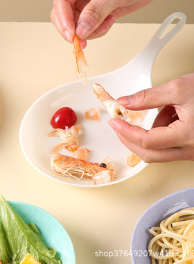 韩国Boki吃播同款大勺子白色网红餐具韩式手持碟有柄手拿接菜盘子