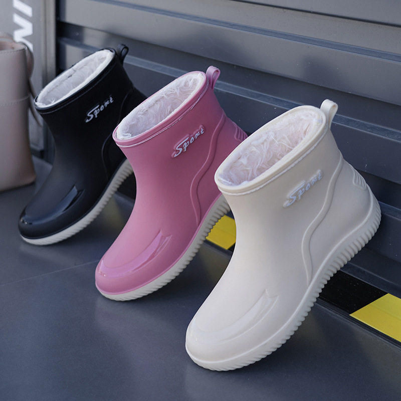 雨鞋女加绒保暖工作靴时尚防水厨房水鞋耐磨雨靴女士水靴防滑胶鞋,女鞋,雨鞋,淘宝优惠券,粉丝福利购,淘宝优惠卷