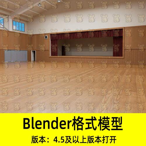 Blender日式高中大学体育室室内体育馆房屋场景3D模型设计素材