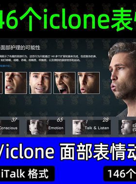 CC4 iclone8真实面部表情动画男女人物面部动画愤怒说听观看思考