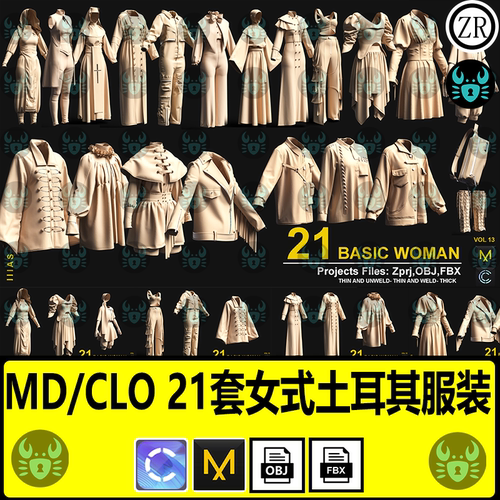 MD女性吊带上衣外套夹克披肩服装土耳其服装打板片zprj工程3d模型