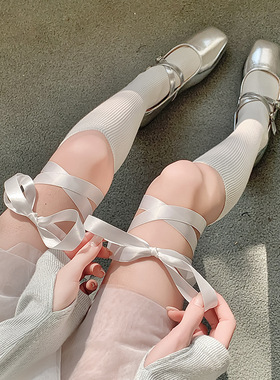 堆堆袜女士2024夏季新款百搭显瘦小腿袜女生薄款芭蕾风绑带长筒袜