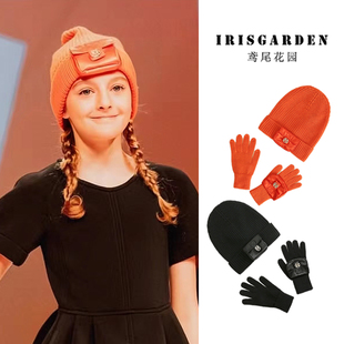 帅气时尚口袋帽秋冬意大利设计羊毛男女童M家儿童针织帽子手套