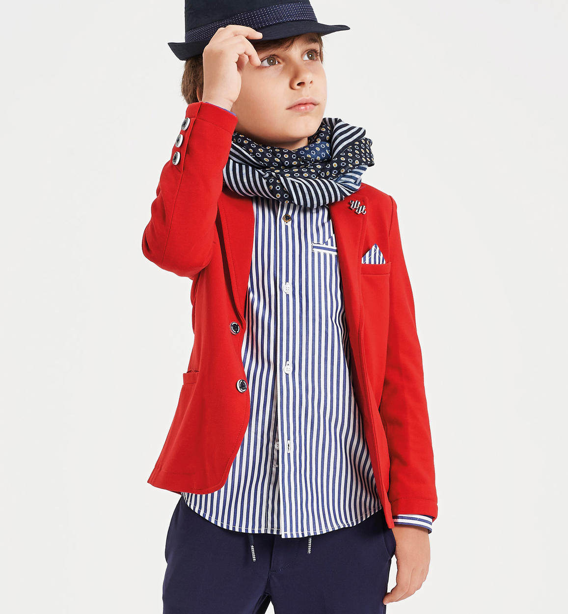 意大利童装Y家春秋季帅气欧美范男童大童红色针织西装7-14岁正装