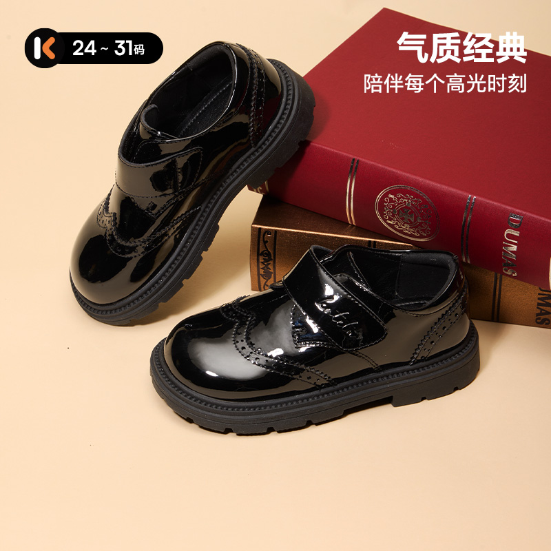 卡特兔女童时尚公主鞋演出小黑鞋