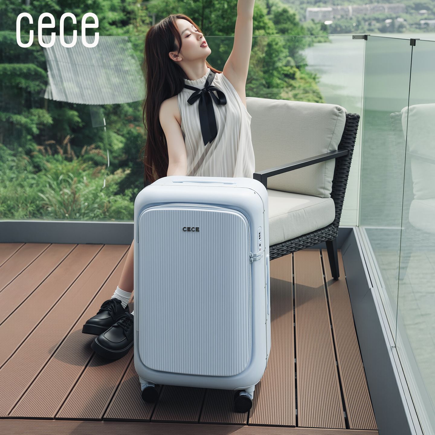 【新品】CECE大容量深仓侧开铝框行李箱轻便结实耐用旅行拉杆皮箱