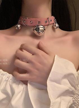 鹿叔:铃铛项圈女颈带牵引绳狗链子颈圈母项链choker情侣脖圈m