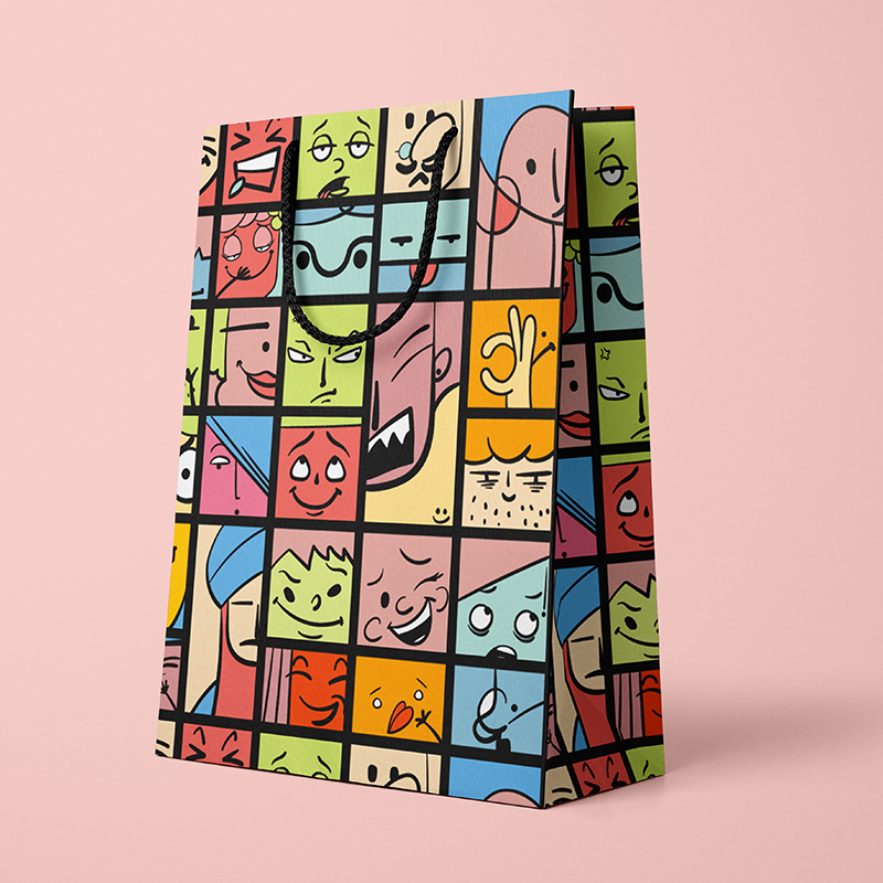 一树文创包装手绘插画手提礼品袋