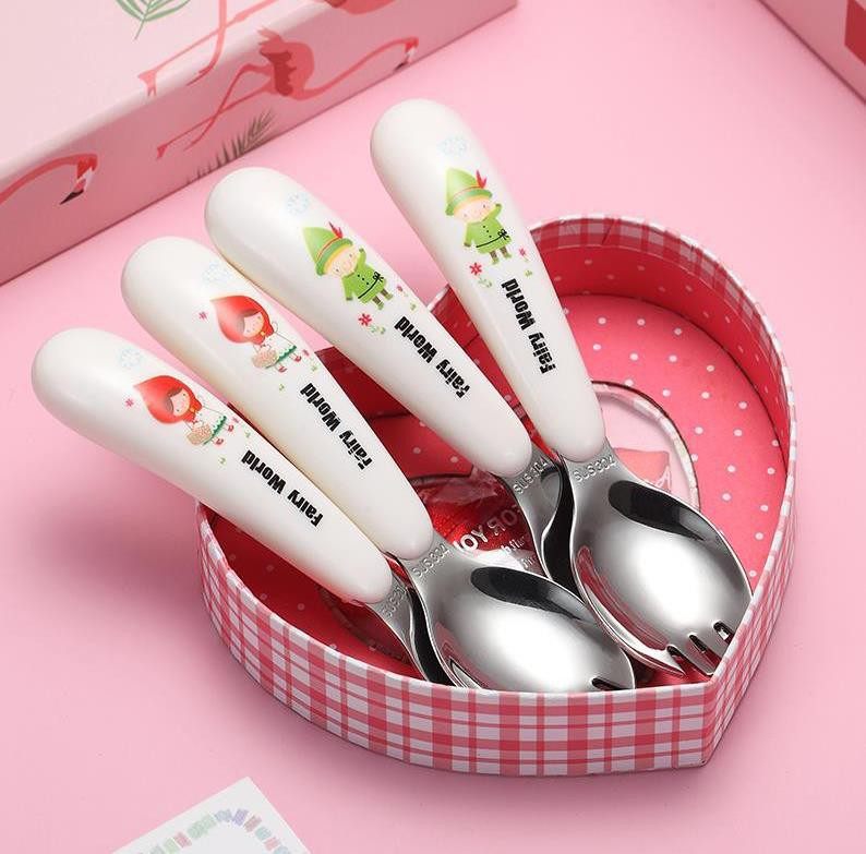 叉子面条携带训练304收纳盒便捷卡通勺子日式韩式可爱辅食2岁钢叉|ruв категории посуда, посуда, вилка/ложка/палочки костюм - от Buy2taobao.com для оказания профессиональной услуги покупки агента Taobao