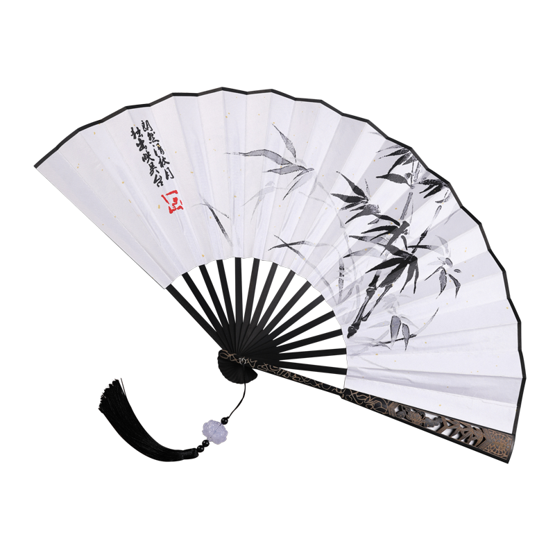 手工绢布竹子扇子折扇