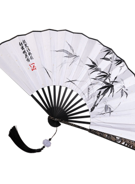 手工绢布竹子扇子折扇