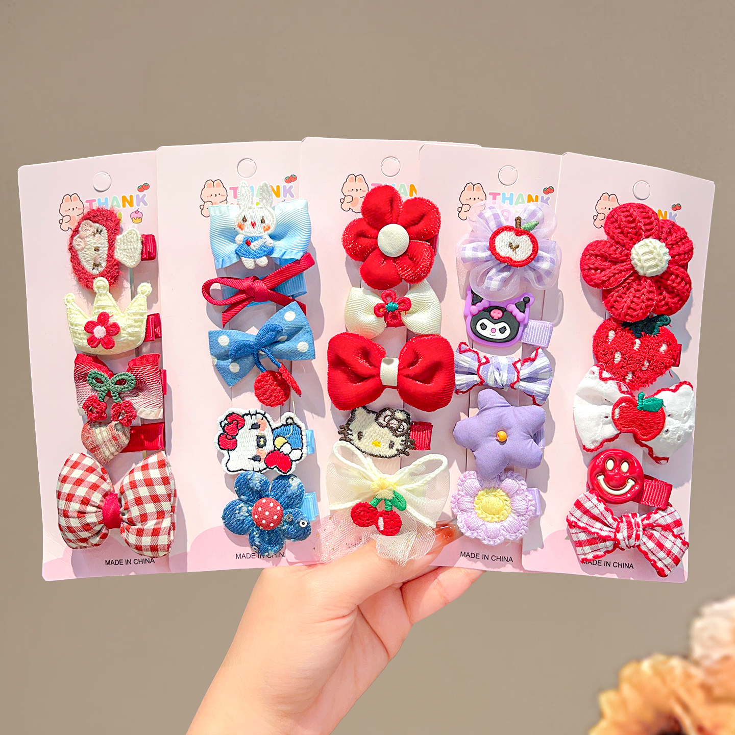 女儿童发夹可爱花朵库洛米KT猫玩偶发卡女宝bb夹不伤发高级感发饰