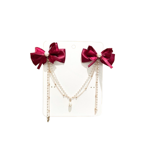 在逃公主儿童蝴蝶结发夹气质流苏2024新年发饰女童珍珠链喜庆对夹