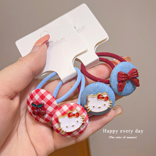 儿童发圈可爱甜美格子发绳女童宝宝高弹力扎发编发皮筋马尾不伤发