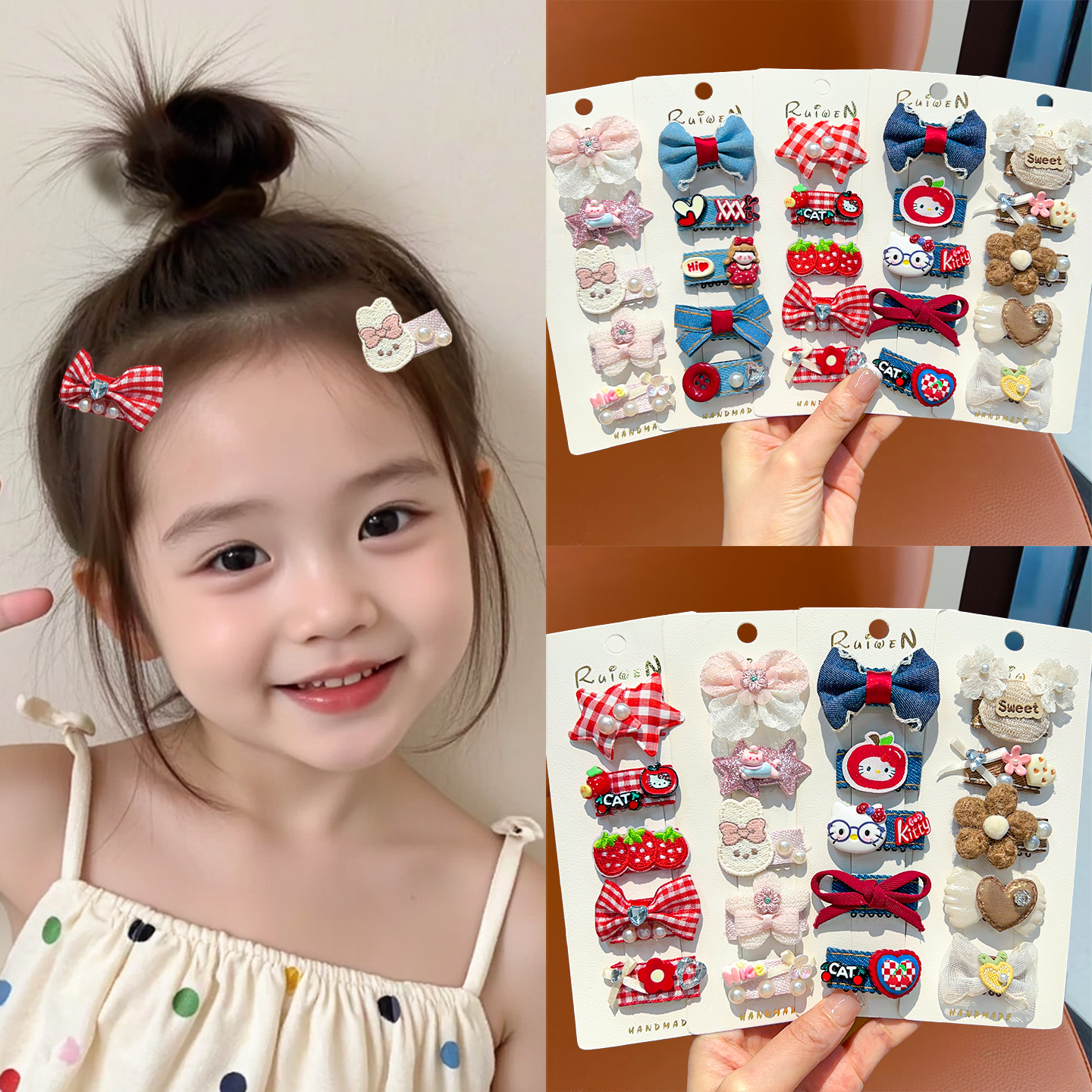 儿童发夹宝宝蝴蝶结全包夹女童前额刘海夹不伤发婴幼儿侧边碎发夹