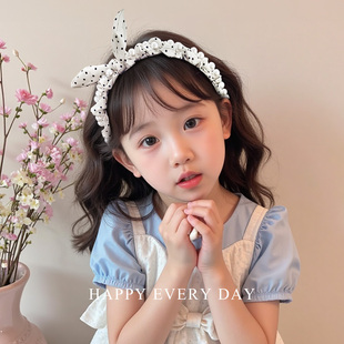 儿童发箍可爱兔耳朵珍珠波点发卡小女孩高颅顶头箍不伤发头箍饰品