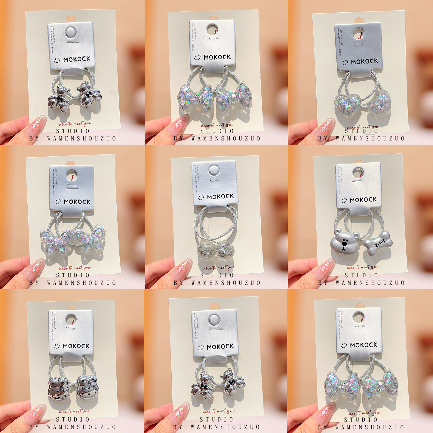 儿童发圈可爱卡通银色小熊发绳小女孩高弹力扎头发皮筋不伤发发饰