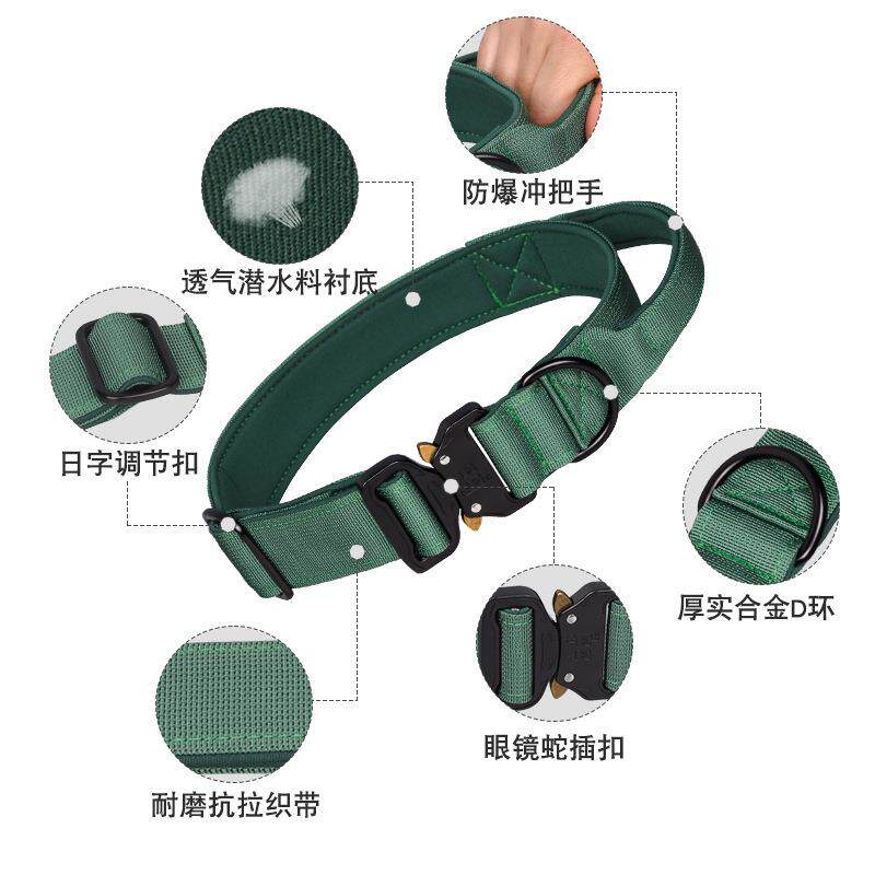 新款直销新款战术户外狗项圈防爆冲宠物项圈中大型可调节狗脖圈亚
