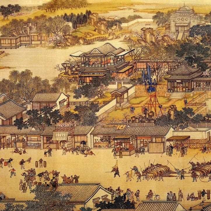新款直销清明上河图清明清古典墙纸壁画办公室酒店餐厅电视背景墙