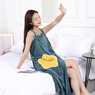 浴巾 新款 柔软吸水可穿可裹 直销珊瑚绒裕裙新款 家用浴袍女 时尚