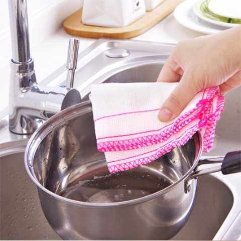 新款直销包邮擦碗布28*28厨房5层抹布不沾油吸水棉洗不掉毛加厚家