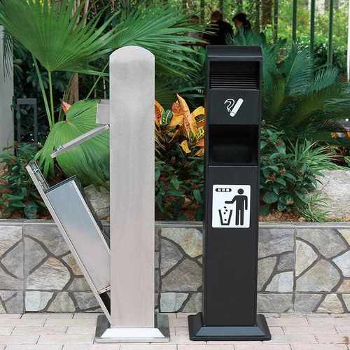 新款直销户外不锈钢落地立式烟灰柱垃圾桶烟灰缸二合一灭烟柱商务